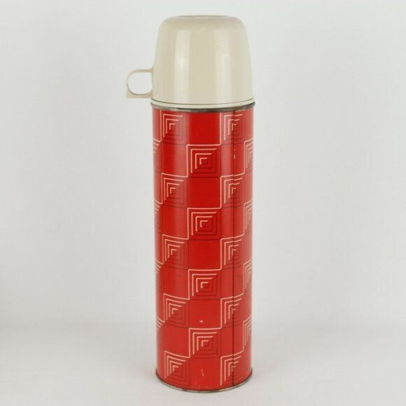 Thermos Vintage Red Plaid Icy-Hot Beverage Container Picnic 3 Piece Set - Picture 5 of 12